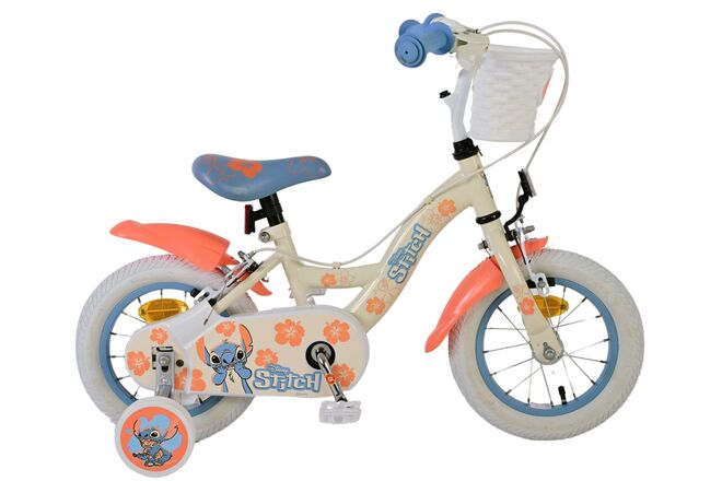 Load image into Gallery viewer, Stich disney stitch kinderfiets - meisjes - 12 inch - twee handremmen - crème koraal blauw
