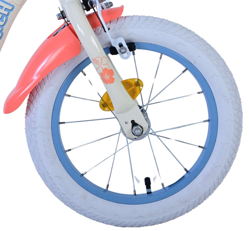 Load image into Gallery viewer, Stitch disney kinderfiets - meisjes - 14 inch - crème koraal blauw - twee handremmen