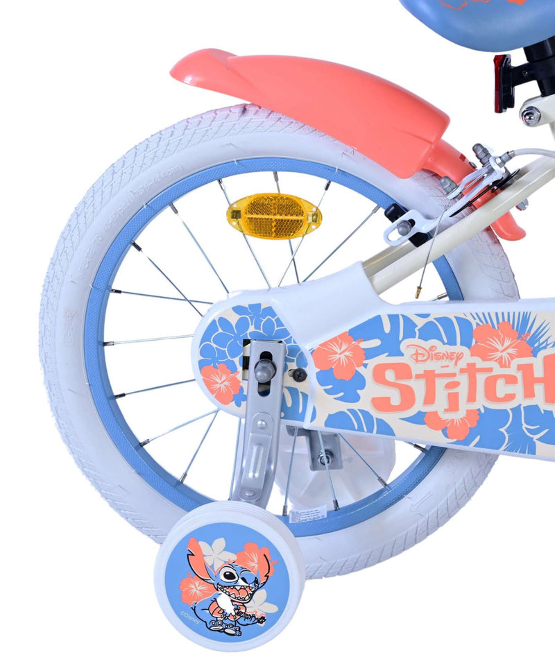 Cargue la imagen en el visor de la galería, Stitch Stitch Kinderfiets Meisjes 16 inch Crème Koraal Blauw Twee handremmen
