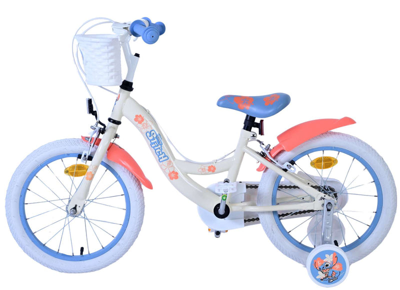 Cargue la imagen en el visor de la galería, Stitch Stitch Kinderfiets Meisjes 16 inch Crème Koraal Blauw Twee handremmen