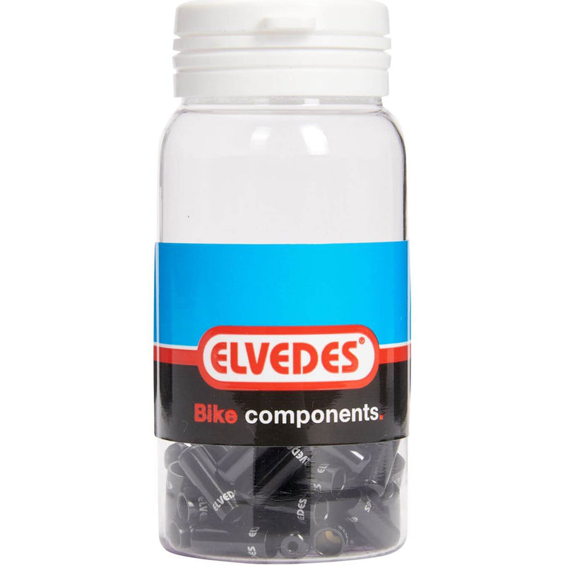 Afbeelding laden in galerijviewer, Elvedes pot kabelhoedjes zwart 4,2mm | aluminium | 50 stuks