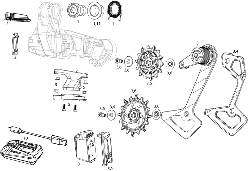 Load image into Gallery viewer, Sram schaltwerk red xplr axs e1 rear derail. red xplr axs e1 10-46t silver