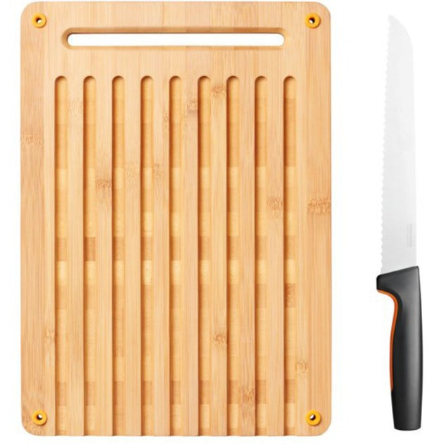Load image into Gallery viewer, Fiskars Functional Form Set bamboe broodsnijplank en mes