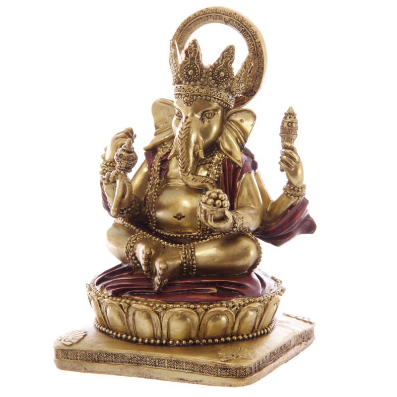 Load image into Gallery viewer, Goud rood ganesh beeld 14cm