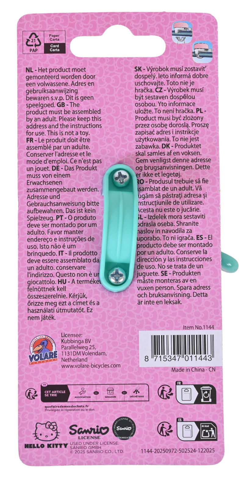 Afbeelding laden in galerijviewer, Volare hello kitty fietsbel - meisjes - roze