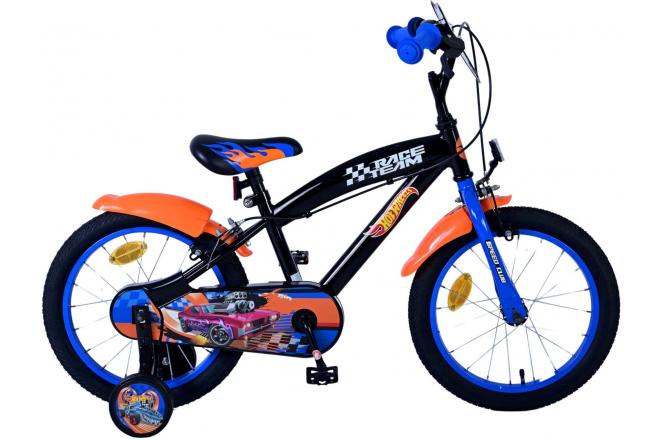 Load image into Gallery viewer, Hot wheels kinderfiets - jongens - 16 inch - zwart oranje blauw - twee handremmen