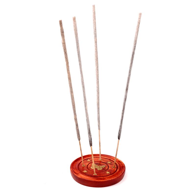Cargue la imagen en el visor de la galería, Mango hout ronde wierookhouder vlinder inleg