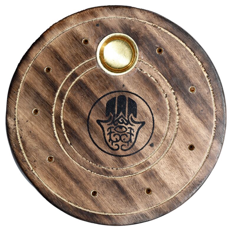 Chargez l'image dans la visionneuse de la galerie, Mango hout ronde hamsa wierookhouder