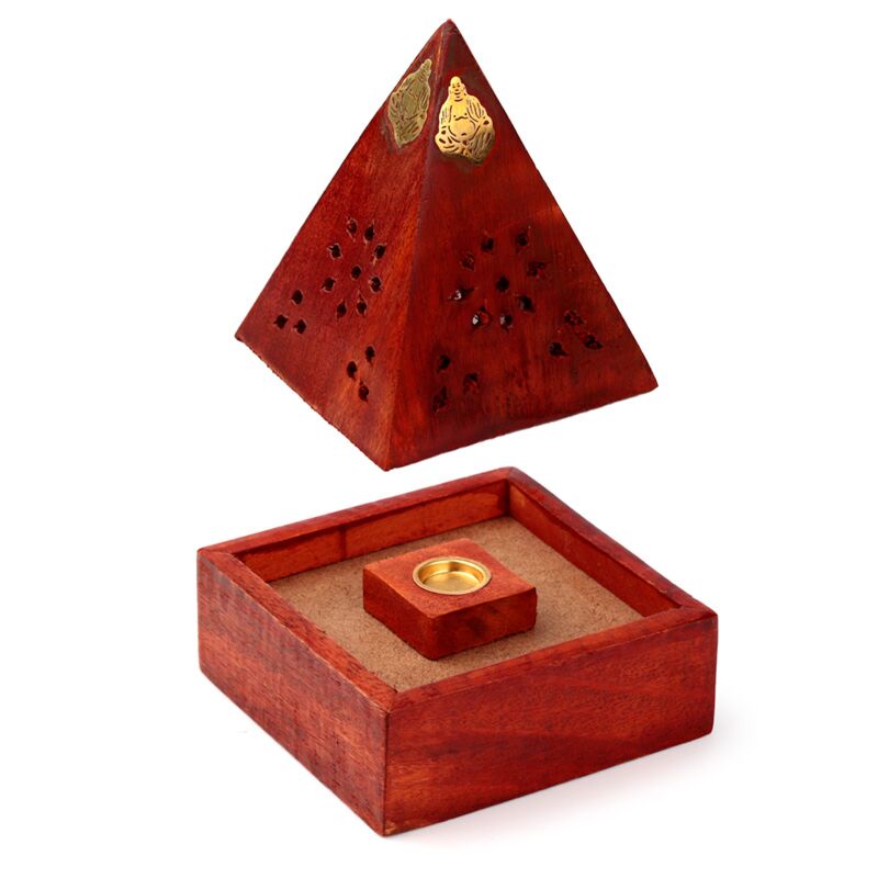 Laden Sie das Bild in Galerie -Viewer, Mango hout piramide wierookhouder kegels boeddha lijstwerk