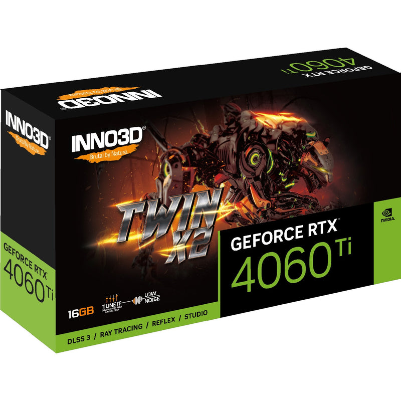 Laden Sie das Bild in Galerie -Viewer, Inno3d inno3d n406t2-16d6-178055n geforce rtx 4060 ti twin x2, 16gb gddr6, 128-bit, 2535, 18gbps, 3xdp+hdmi