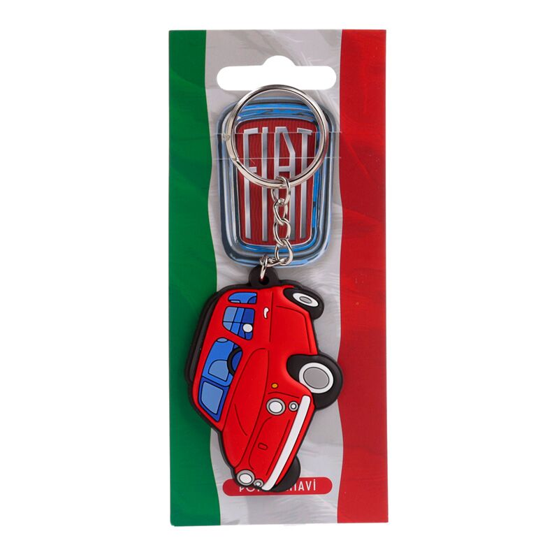 Laden Sie das Bild in Galerie -Viewer, Fiat 500 rood pvc sleutelhanger
