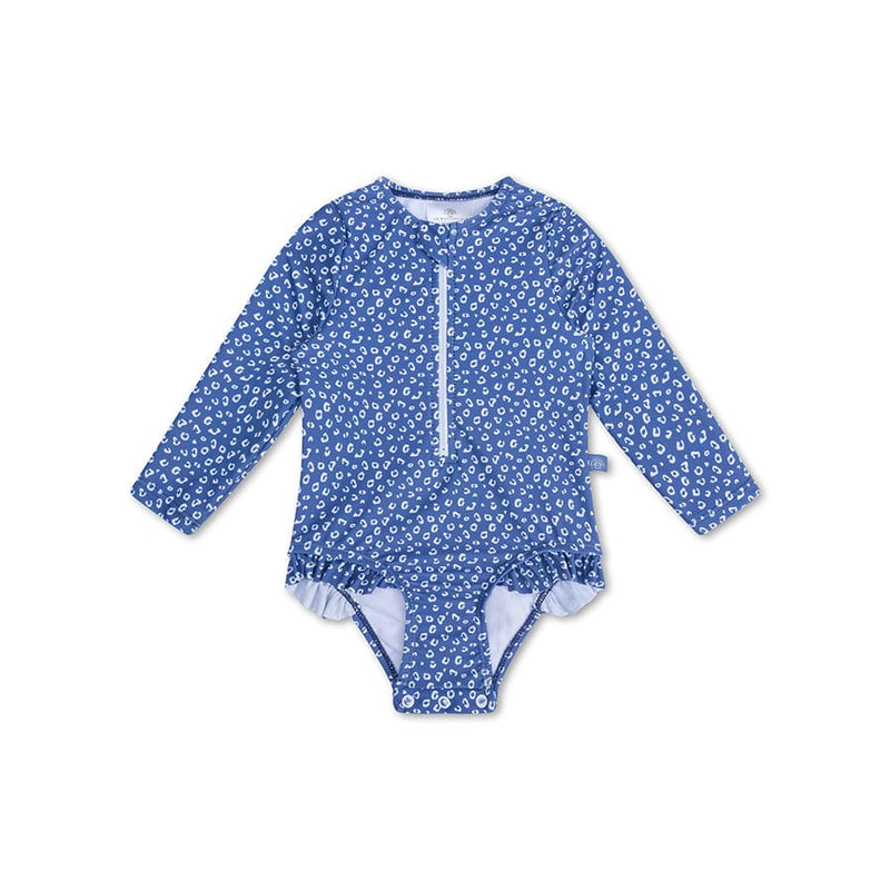 Laden Sie das Bild in Galerie -Viewer, Leopard | blauw meisjes uv badpak met lange mouwen