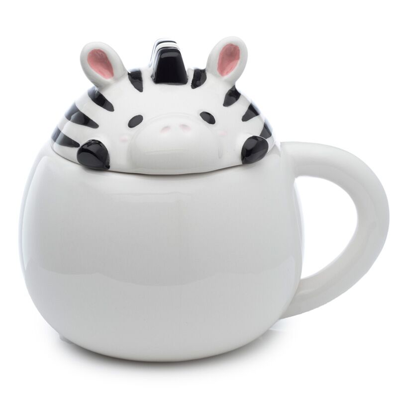 Cargue la imagen en el visor de la galería, Adoramals zebra deksel gevormde keramiek mok