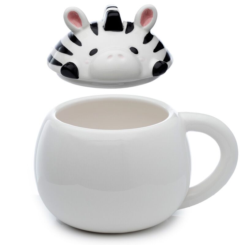 Cargue la imagen en el visor de la galería, Adoramals zebra deksel gevormde keramiek mok