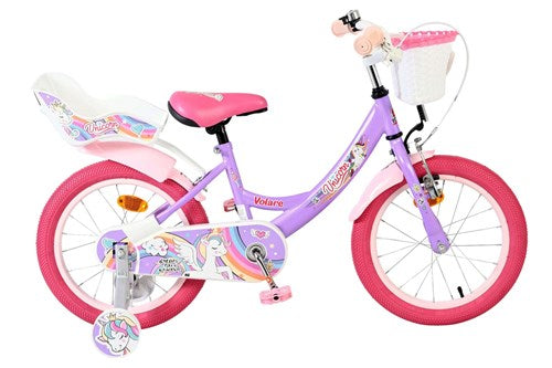 Afbeelding laden in galerijviewer, Volare unicorn kinderfiets - meisjes - 16 inch - paars