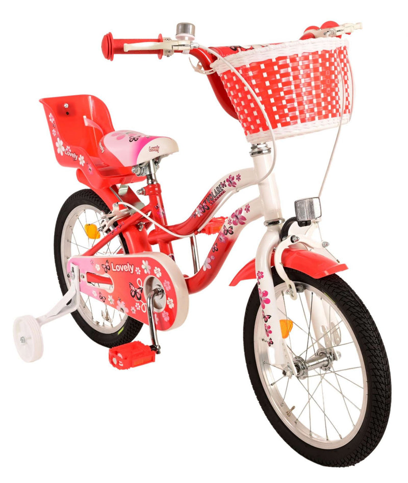Load image into Gallery viewer, Volare Lovely Kinderfiets - Meisjes - 16 inch - Rood Wit - Twee Handremmen