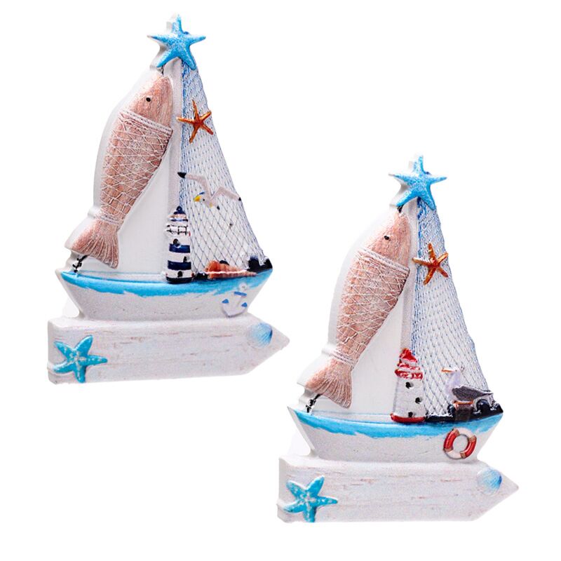 Laden Sie das Bild in Galerie -Viewer, Zeilboot bord vis 3d zee strand souvenir magneet