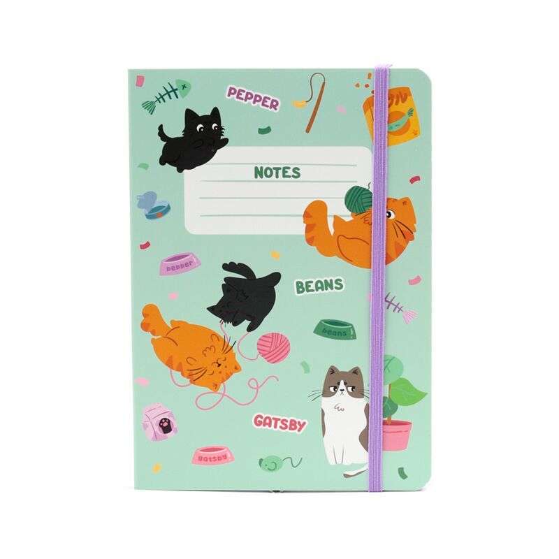 Cargue la imagen en el visor de la galería, Beans co katten gerecycled a5 gelinieerd notitieboekje