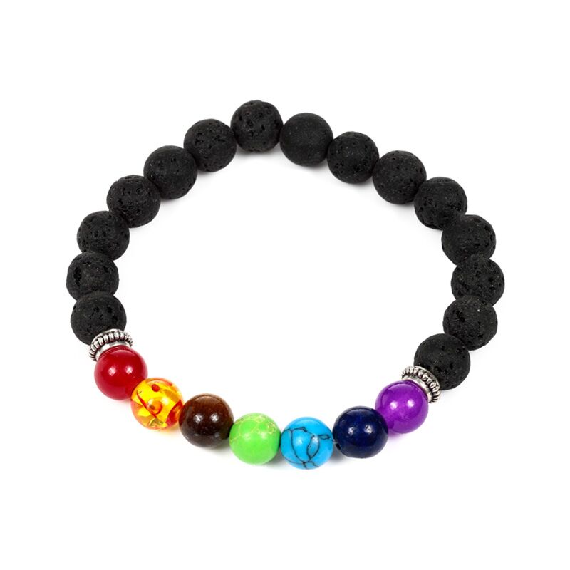 ギャラリービューアに画像をロードする, Chakra lava-steen kralen edelstenen armband