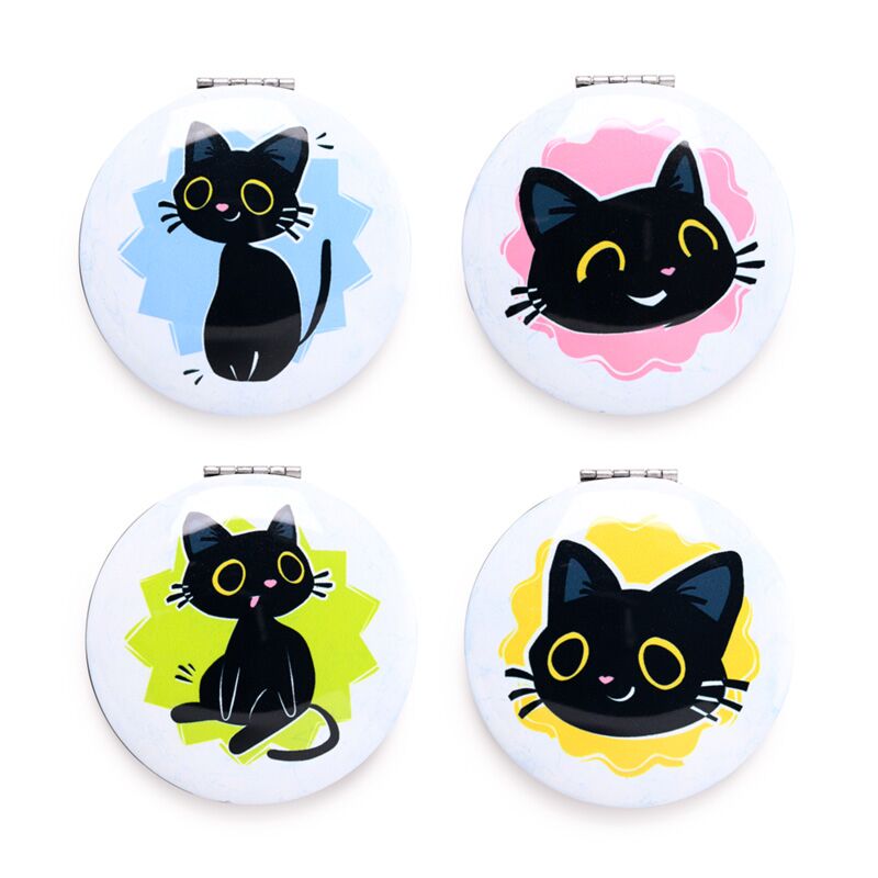 Cargue la imagen en el visor de la galería, Lucky de zwarte kat compact make up spiegeltje