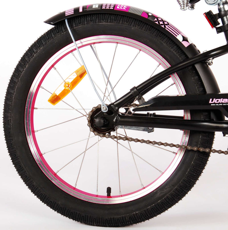 Afbeelding laden in galerijviewer, Volare Miracle Cruiser Kinderfiets - Meisjes - 18 inch - Mat Zwart - Prime Collection
