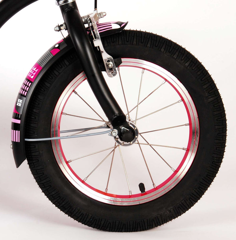 ギャラリービューアに画像をロードする, Volare Miracle Kinderfiets - Meisjes - 14 inch - Mat Zwart - Prime Collection