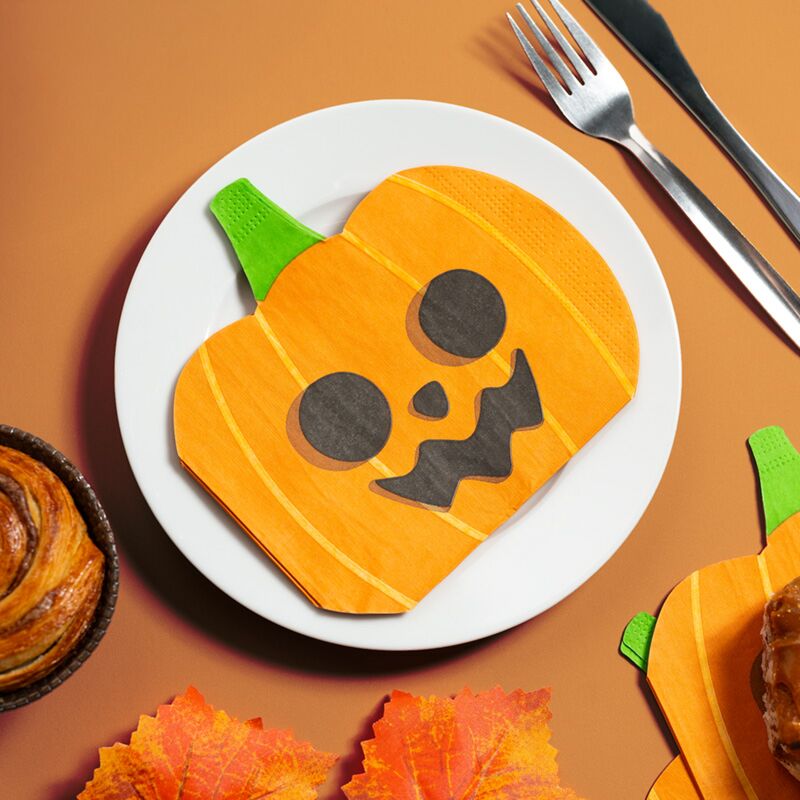 ギャラリービューアに画像をロードする, Halloween pompoen pak van 12 3-laags papieren feestservetten