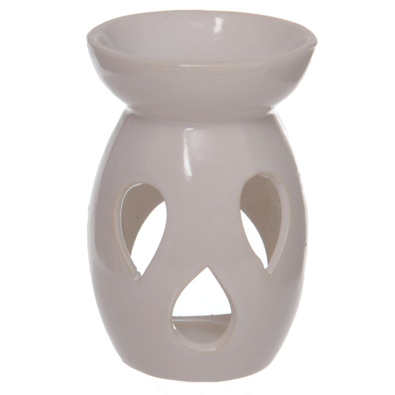 Load image into Gallery viewer, Keramiek olie- en wax geurbrander met uitgesneden traan wit