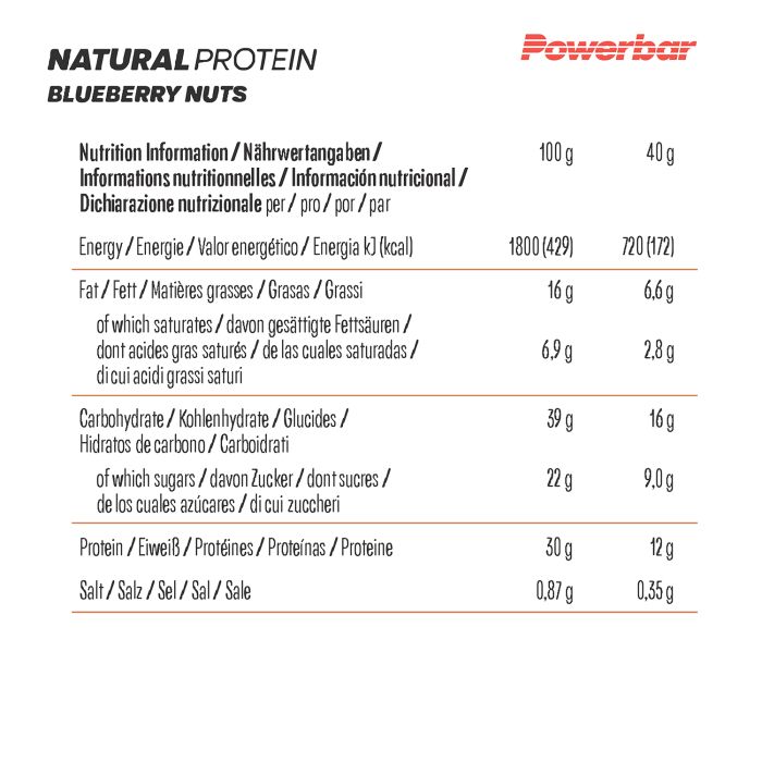 Laden Sie das Bild in Galerie -Viewer, Powerbar natural protein (18 x 40gr) - blueberry nuts