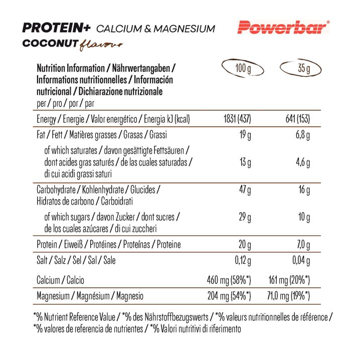 Laden Sie das Bild in Galerie -Viewer, Powerbar protein+ calcium magnesium (30 x 35gr) - coconut