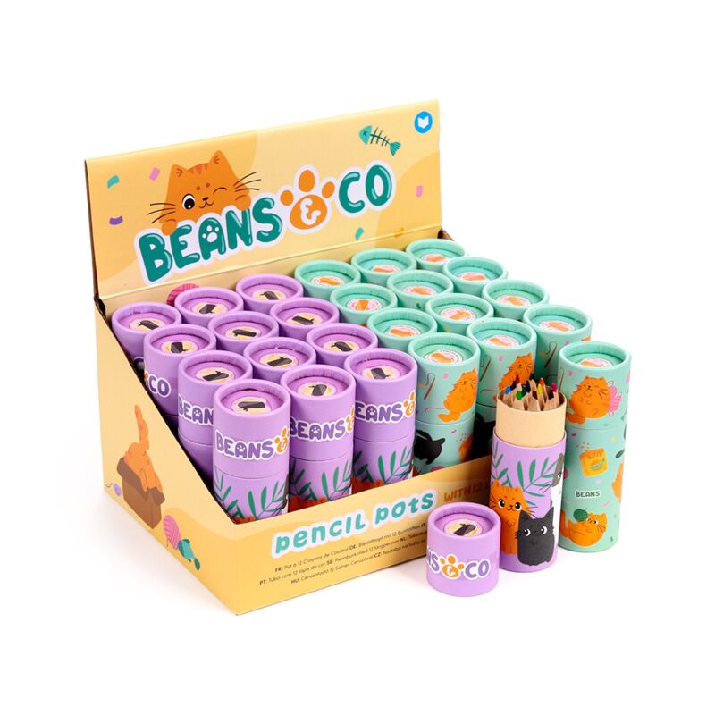 Cargue la imagen en el visor de la galería, Beans co katten kleurpotloden tekenkoker