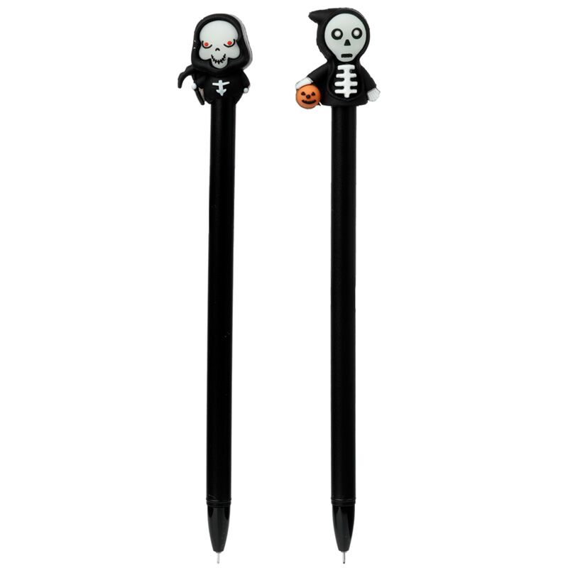 Cargue la imagen en el visor de la galería, Glow in the dark spoken skeletten fijnschrijver pen - zwart
