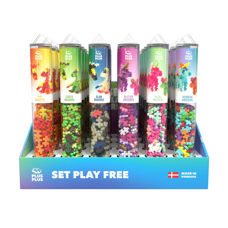 Load image into Gallery viewer, Plus plus plus-plus dragons unicorns 24 pcs tube display (7521)