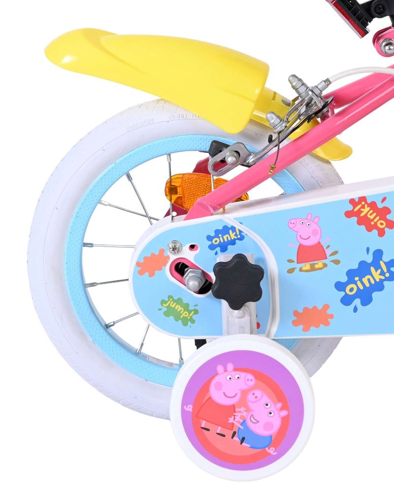 Afbeelding laden in galerijviewer, Volare peppa pig kinderfiets - meisjes - 12 inch - roze - twee handremmen