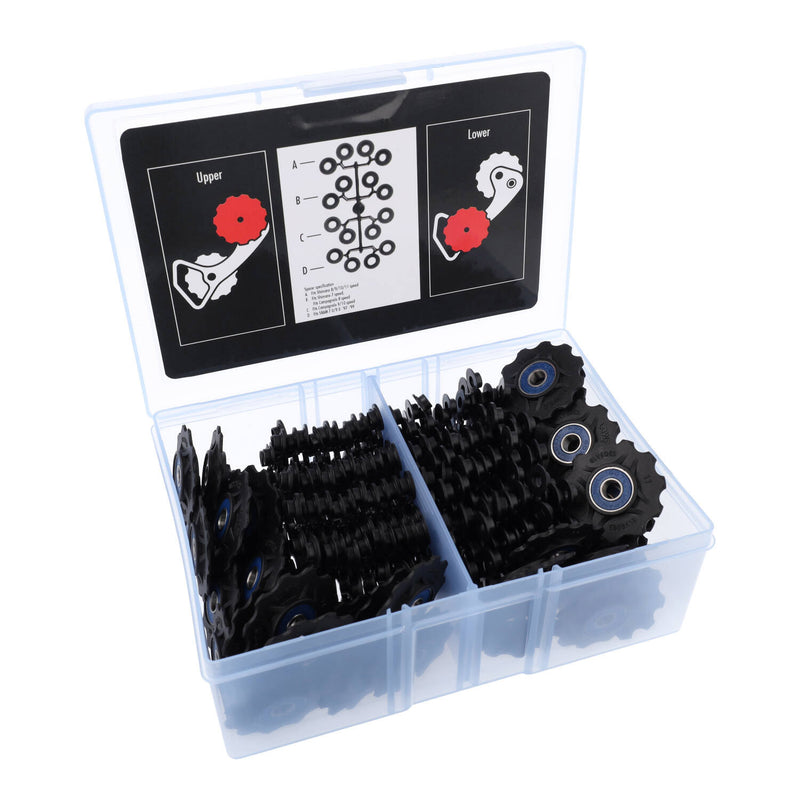 Afbeelding laden in galerijviewer, Elvedes universele derailleurwieltjes box van 25 sets