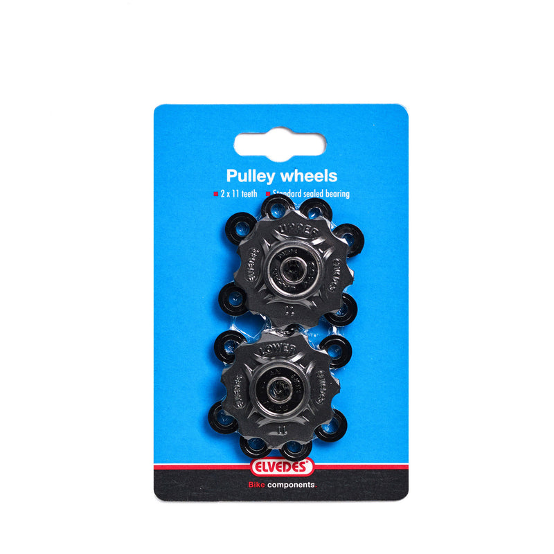 Afbeelding laden in galerijviewer, derailleurwieltjes 11 tanden 7-11V zwart 2 stuks