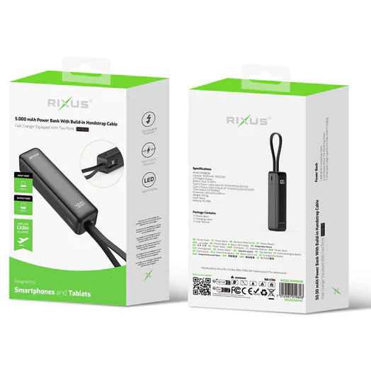 Load image into Gallery viewer, Olympic sportswear rixus powerbank rxpb03b 5.000mah li-ion usb-c zwart
