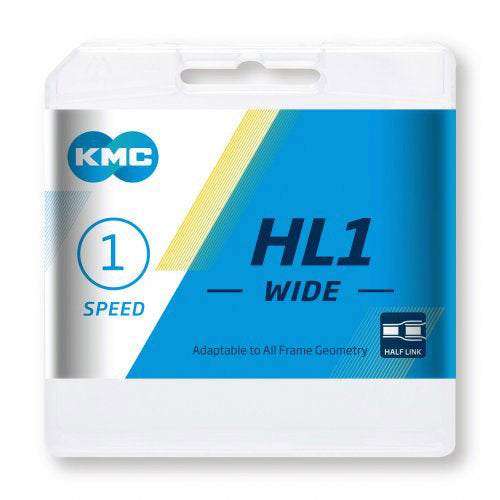 Afbeelding laden in galerijviewer, Kmc single speed ketting hl1 breed zilver 100 schakels - zilver