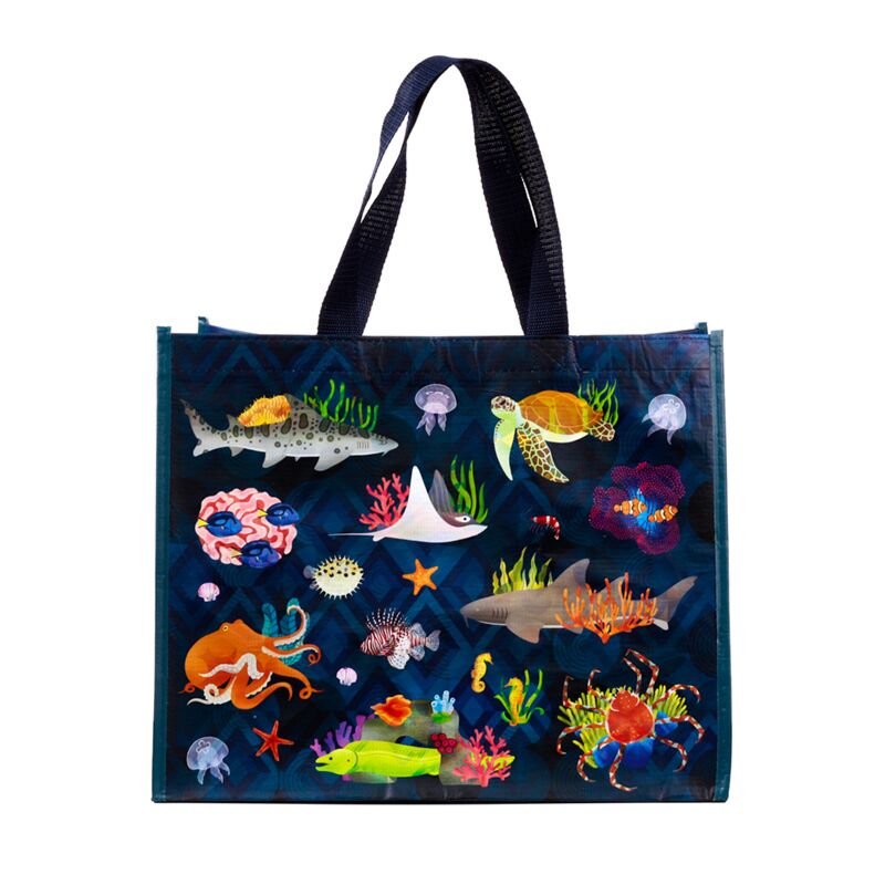 Laden Sie das Bild in Galerie -Viewer, Marine kingdom rpet duurzame boodschappen tas