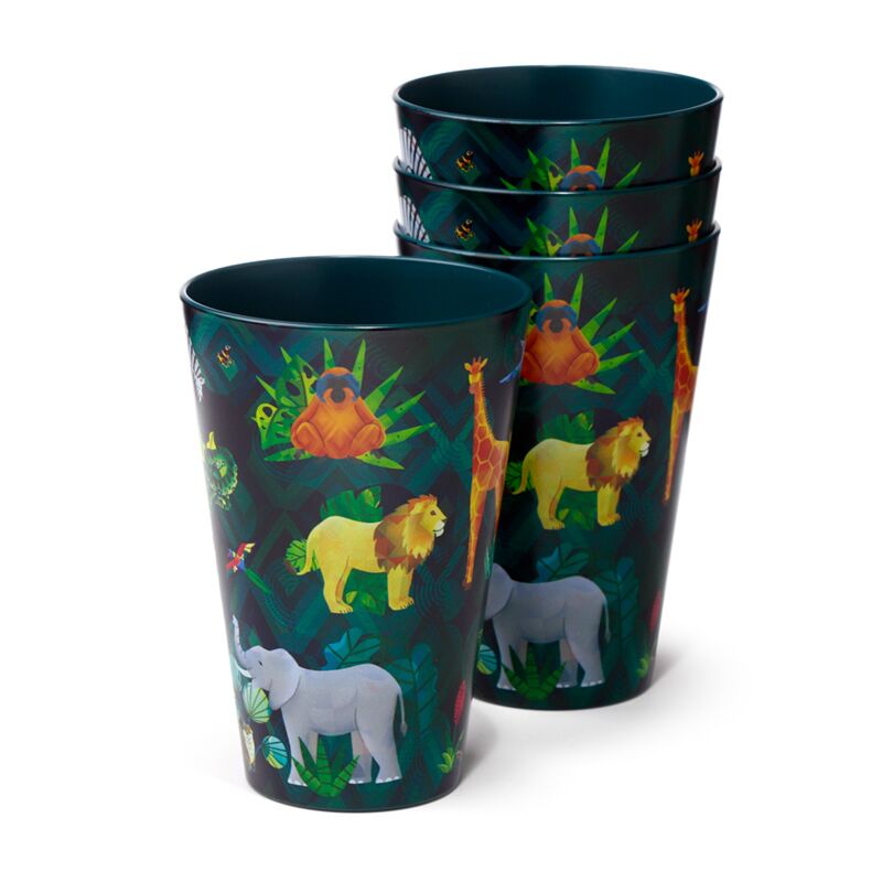 Laden Sie das Bild in Galerie -Viewer, Dierenrijk set van 4 duurzame rpet picknick bekers 450ml