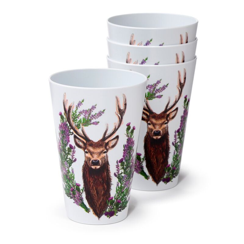 Laden Sie das Bild in Galerie -Viewer, Wild hert set van 4 duurzame rpet picknick bekers 450ml