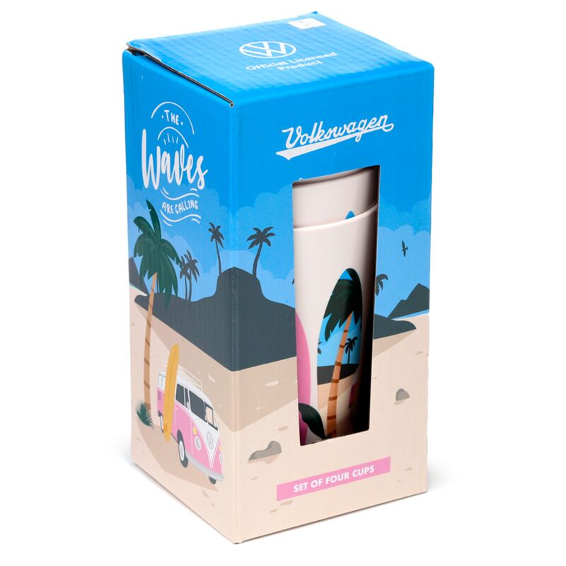 Cargue la imagen en el visor de la galería, Vw t1 volkswagen busje waves set 4 rpet duurzame picknick bekers 450ml