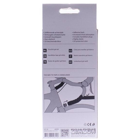 Afbeelding laden in galerijviewer, Simson Stuurlint Gel wit (racefiets, schokabsorberend, comfortabel)
