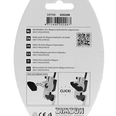 Load image into Gallery viewer, Simson remblokset Magura hydr. velgrem HS33 HS11 set op kaart