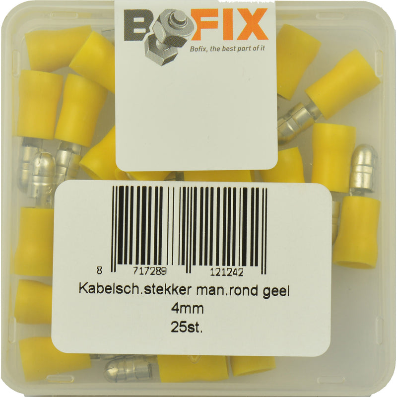 Load image into Gallery viewer, Bofix kabelschoen amp stekker man rond 4,0 geel (25st)