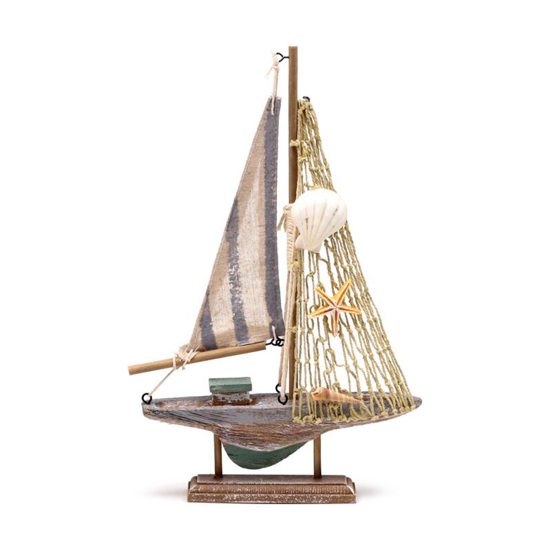 Cargue la imagen en el visor de la galería, Strandsouvenir - zeilboot gestreept stof