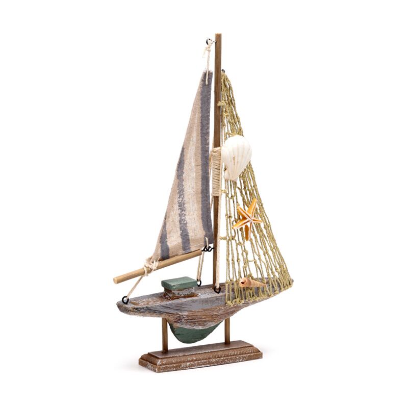 Cargue la imagen en el visor de la galería, Strandsouvenir - zeilboot gestreept stof