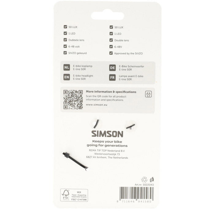 Load image into Gallery viewer, Simson koplamp aurora e-line 50r