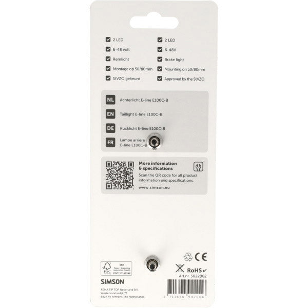 Load image into Gallery viewer, Simson aurora achterlicht e-line e100c-b