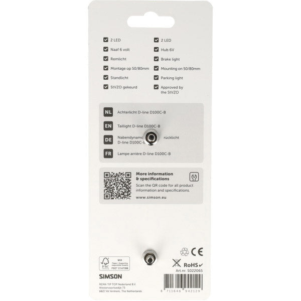 Load image into Gallery viewer, Simson aurora achterlicht d-line d100c